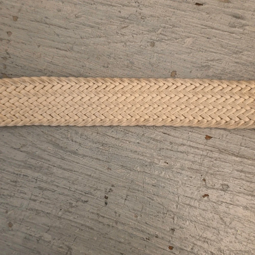 Torino Men's Cream Woven Stretch Belt w/ Brown Leather Trim 47-51